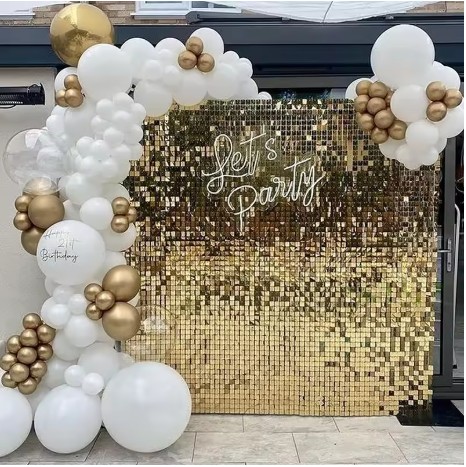 Champagne Gold Shimmery Wall with Balloon Garland Singapore